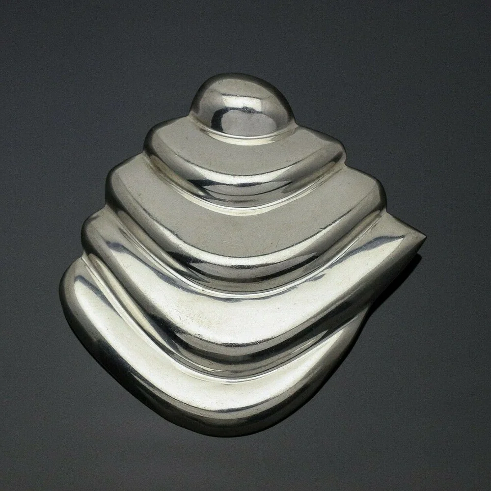 Vintage Mexico Taxco TO-40 Sterling Silver 925 Abstract Wavy Pin Pendant